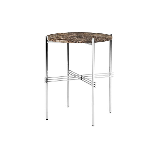 TS Side Table Round, brown emperador marble/steel, GUBI