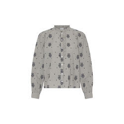 IHELOZA Shirt, birch/dark blue check w. emb, ICHI