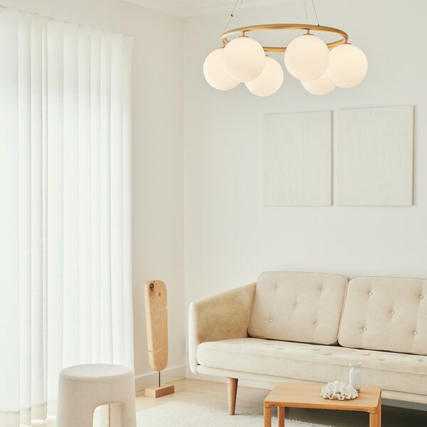 Miira 6 Circular Pendant, brass/opal, Nuura