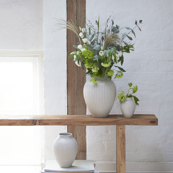 Knabstrup Vase with Grooves, grey, Knabstrup Keramik