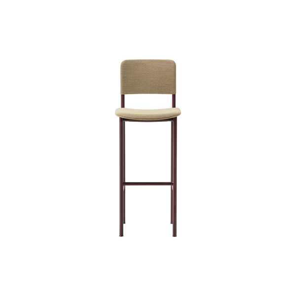 Plan Barstool Fully Upholstered, bordeaux/Steelcut Quartet 554, Fredericia Furniture