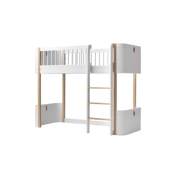 Wood Mini+ Low Loft Bed 68x162 cm, white/oak, Oliver Furniture