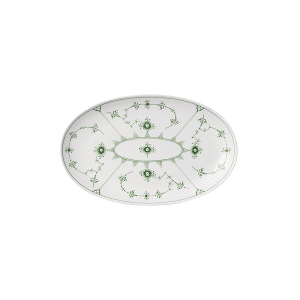 Green Fluted Plain Oval Assiette Green Fluted Plain Oval Assiette, Royal Copenhagen