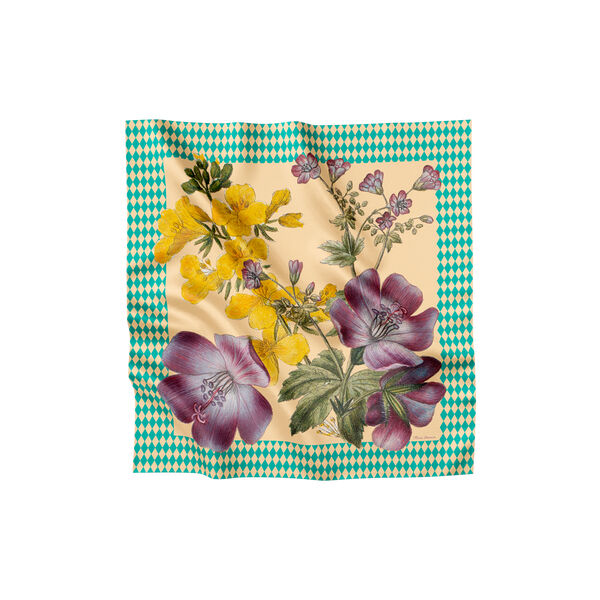 Harlequin Flower sidenscarf, Flora Danica Denmark
