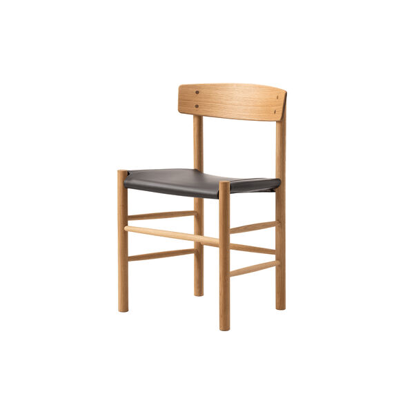 J39 Mogensen Chair with Seat Upholstery, oiled oak/Omni 377 dark brown, Fredericia Furniture