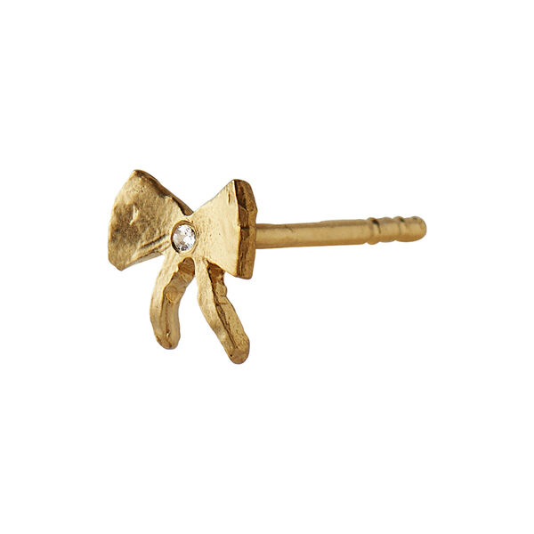 Petit Bow Earring with Stone Single, gold Petit Bow Earring with Stone Single, gold, Stine A Jewelry