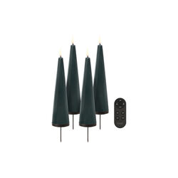 Giftbox w. spike, remote, LED cone candle 4-pack, pine green, Uyuni Lighting