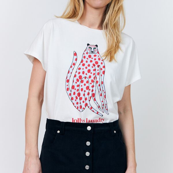RomaLL Cat Tee SS, white, Lollys Laundry