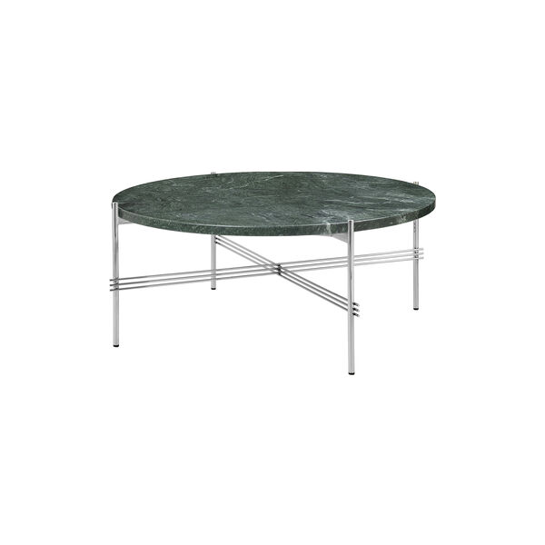 TS Coffee Table &Oslash;80, green guatemala marble/steel, GUBI