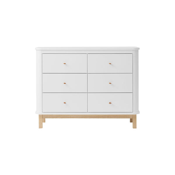 Wood Dresser 6 Drawers, white/oak, Oliver Furniture