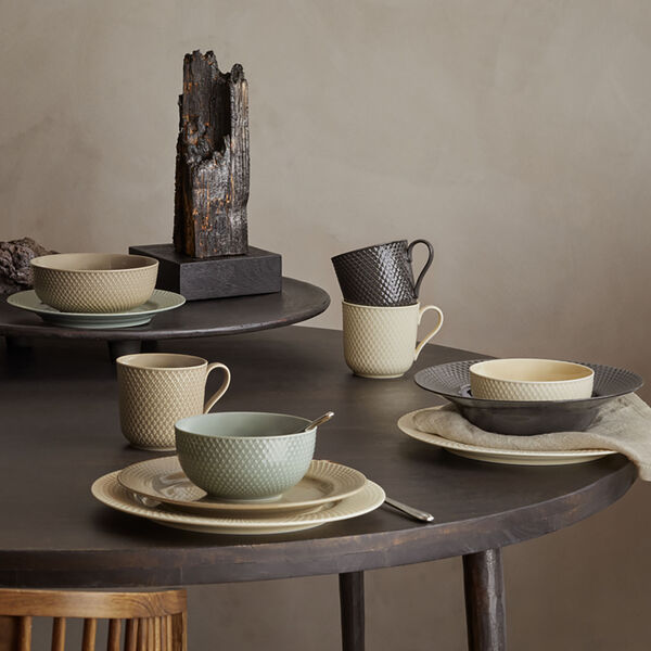 Rhombe Earth Mug with handle, moss, Lyngby Porcelæn