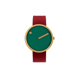 PICTO armbandsur, dusty green/matt gold/ruby red, Picto