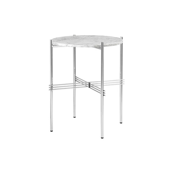 TS Side Table Round, white carrara marble/steel, GUBI