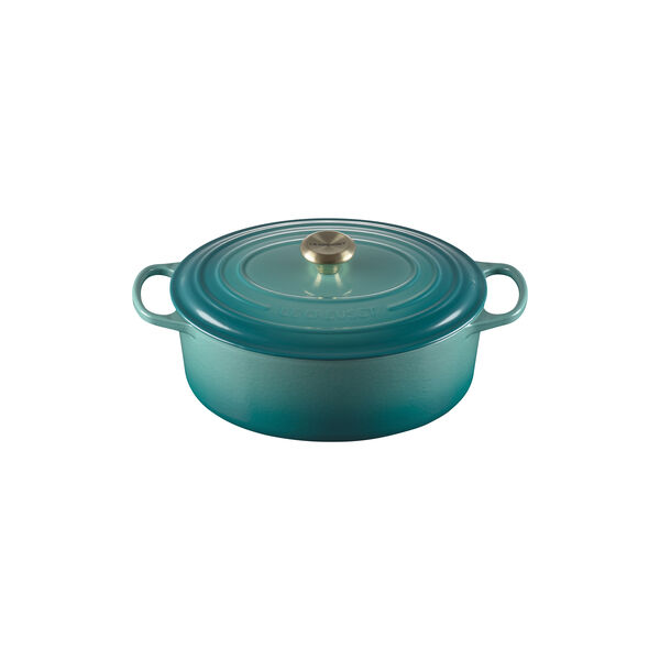 Signature gjutj&auml;rn oval gryta &Oslash; 31 cm, bleu riviera, Le Creuset