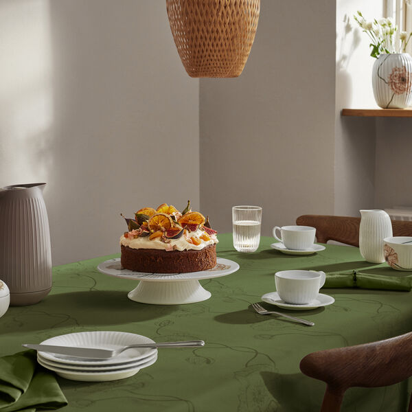 Hammersh&oslash;i Poppy Damask Tablecloth, green, K&auml;hler
