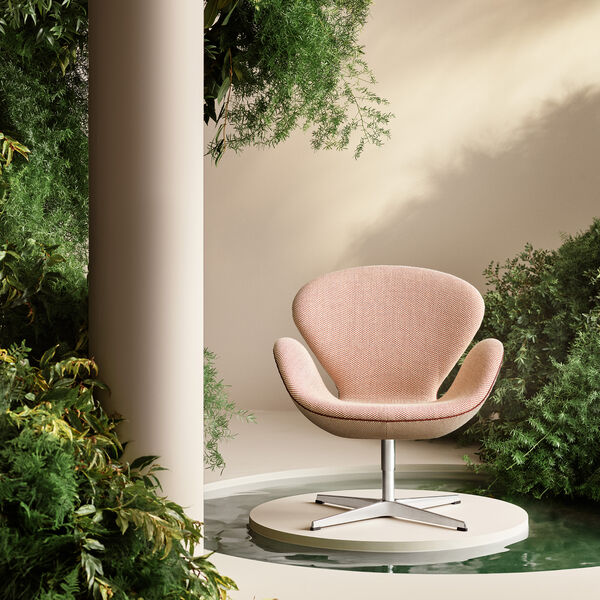 Swan&trade; 3320 Loungestol with Piping Choice 2024, creme/brown 0428/chestnut, Fritz Hansen