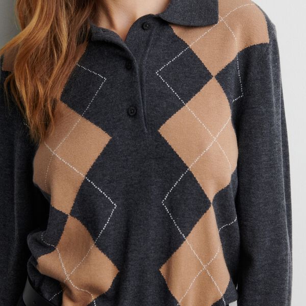 Shailene Knit Polo, dark grey melange, Second Female