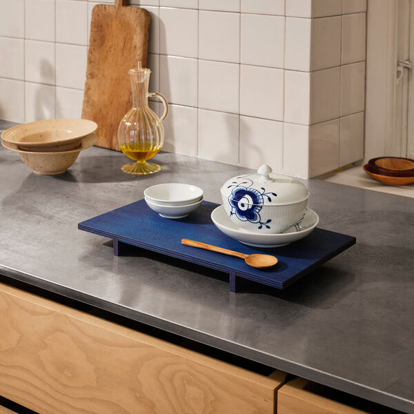 Blue Fluted Mega sk&aring;l med lock och fat 38 cl, Royal Copenhagen