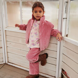 Corduroy Pant w. Wide Leg & Embroirdey, rose comb., Copenhagen Colors Organics