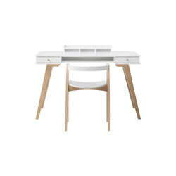 Wood Desk 72,6 cm & Armchair Set, white/oak, Oliver Furniture