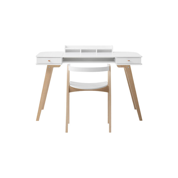 Wood Desk 72,6 cm & Armchair Set, white/oak, Oliver Furniture