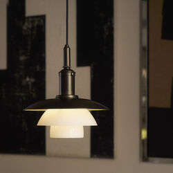 PH 3/3 pendel, aged brass/opal glass, Louis Poulsen
