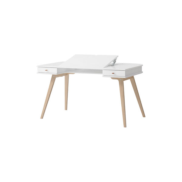 Wood Desk 66 cm, white/oak, Oliver Furniture