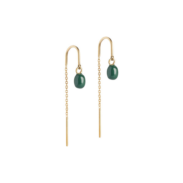Eleanor Earring, gold/petrol green, ENAMEL Copenhagen