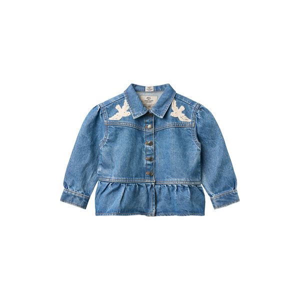 Denim Frill Jacket w. Crochet Doves, Copenhagen Colors Organics