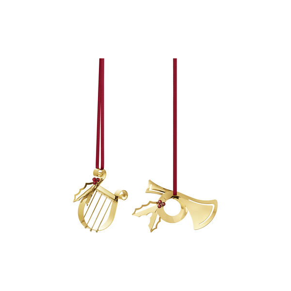 2026 Christmas ornament set Harpe/Horn, gold, Georg Jensen