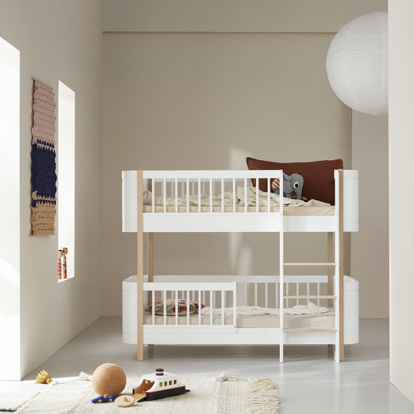 Wood Mini+ Low Bunk Bed 68x162cm, white/oak, Oliver Furniture