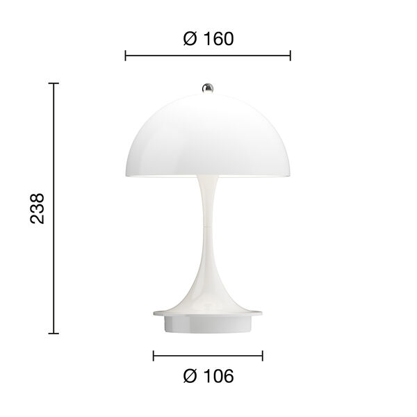 Panthella 160 Portable Table Lamp, opal white, Louis Poulsen