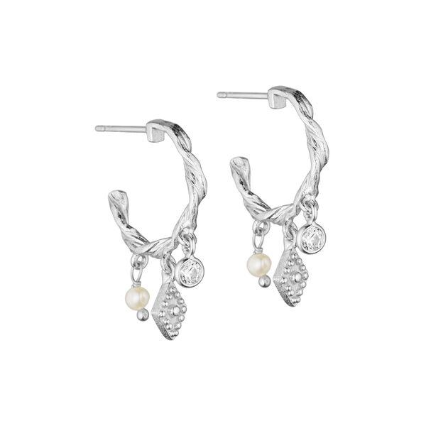 Hailey hoop&ouml;rh&auml;ngen med diamantformade h&auml;ngsmycken, f&ouml;rsilvrade, Pure by Nat