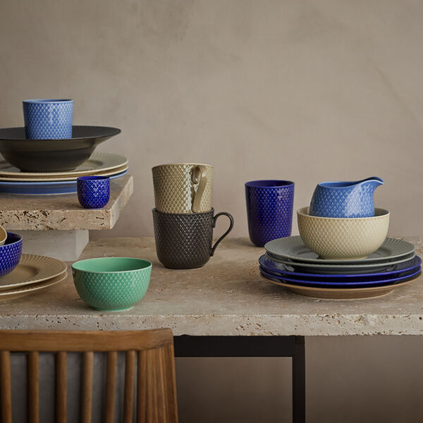 Rhombe Earth Mug with handle, slate, Lyngby Porcelæn