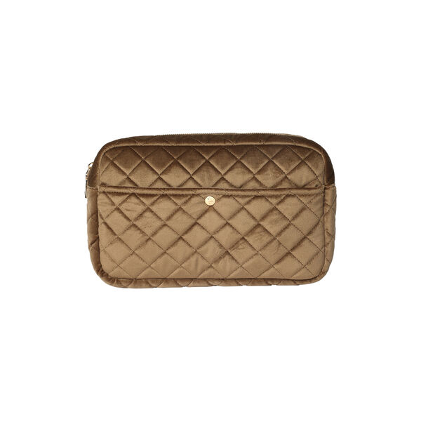 Beauty Bag Large, hazelnut velvet, Fan Palm