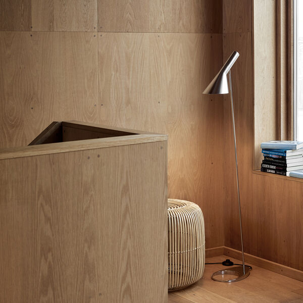 AJ golvlampa, stainless steel, Louis Poulsen