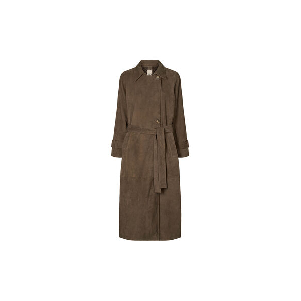 2847PBOElva suede long trench coat, smoke, PBO