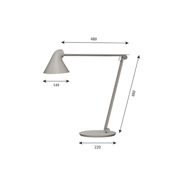 NJP bordslampa, ljusgr&aring;, Louis Poulsen