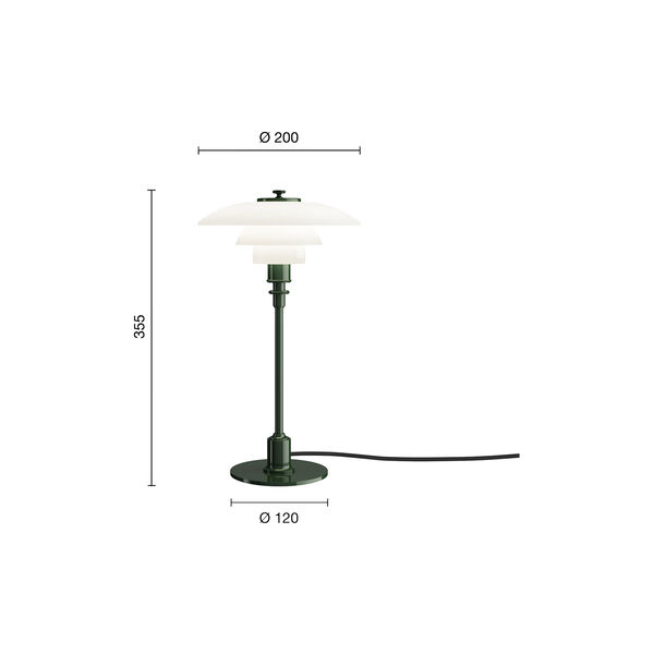 PH 2/1 Table Lamp, glossy deep green, Louis Poulsen
