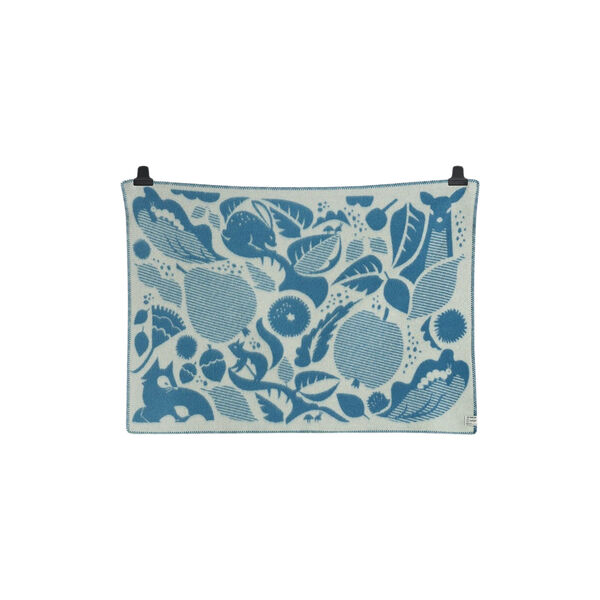 SKOGBUNN Half Size Throw, blue/natural, Røros Tweed