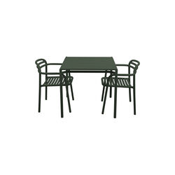 Bliss Dining Table incl. 2 Bliss Armchairs, dark green, Cane-line