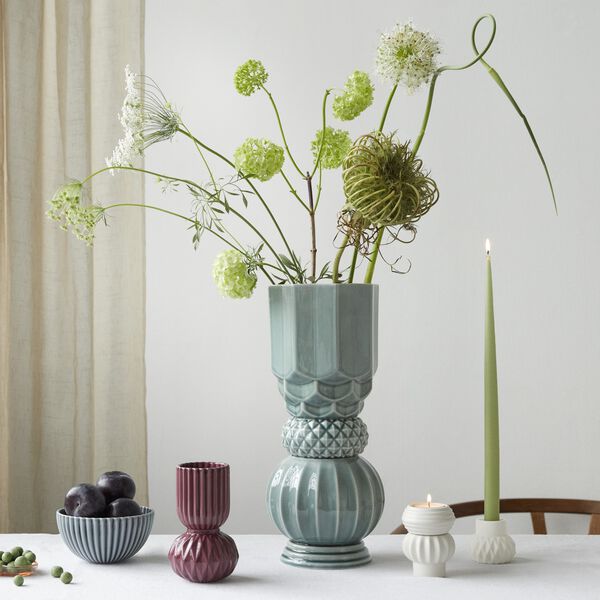 Samsurium Towerbell vase, peacock, Dottir Nordic Design