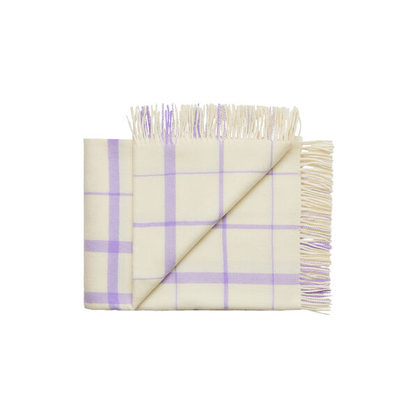 Warp and Weft Throw, 02106 vibrant - raw white/lilac, Silkeborg Uldspinderi