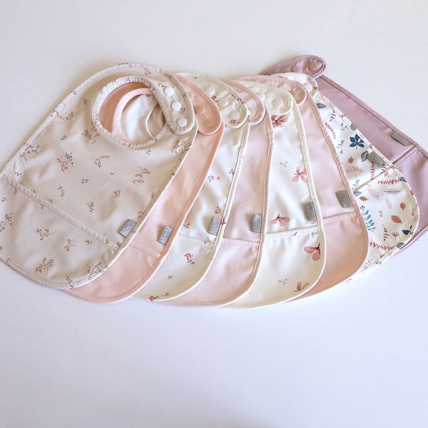 Haklapp med ficka 2-pack, windflower creme/blossom pink, Cam Cam Copenhagen