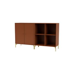 PAIR Classic Sideboard with Brass Legs, 146 hazelnut, Montana Furniture