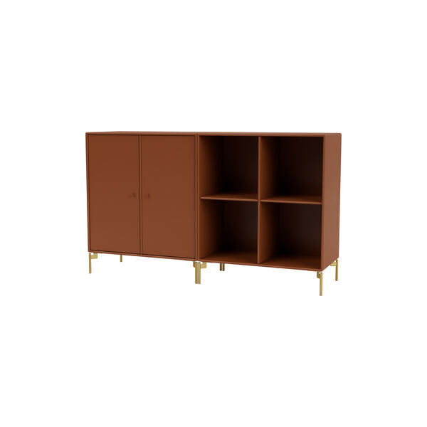 PAIR Classic Sideboard with Brass Legs, 146 hazelnut, Montana Furniture
