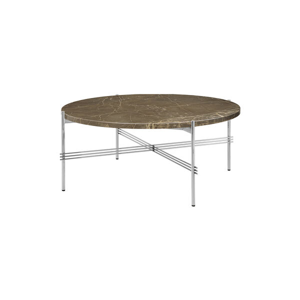 TS Coffee Table Ø80, brown emperador marble/steel, GUBI