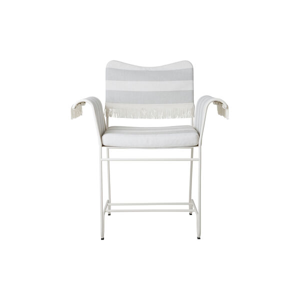 Tropique  Dining Chair with Fringes, Leslie Stripe Limonta 20/classic white semi matt Tropique  Dining Chair with Fringes, Leslie Stripe Limonta 20/classic white semi matt, GUBI