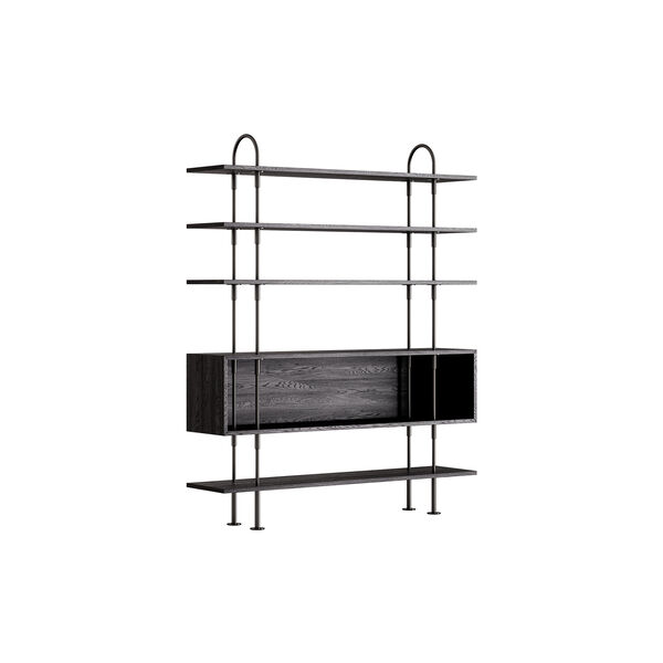 Keen Shelving, black brass/ash veneer, GUBI