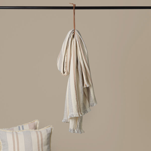 Iris pl&auml;d, blue/rusty red, ELVANG